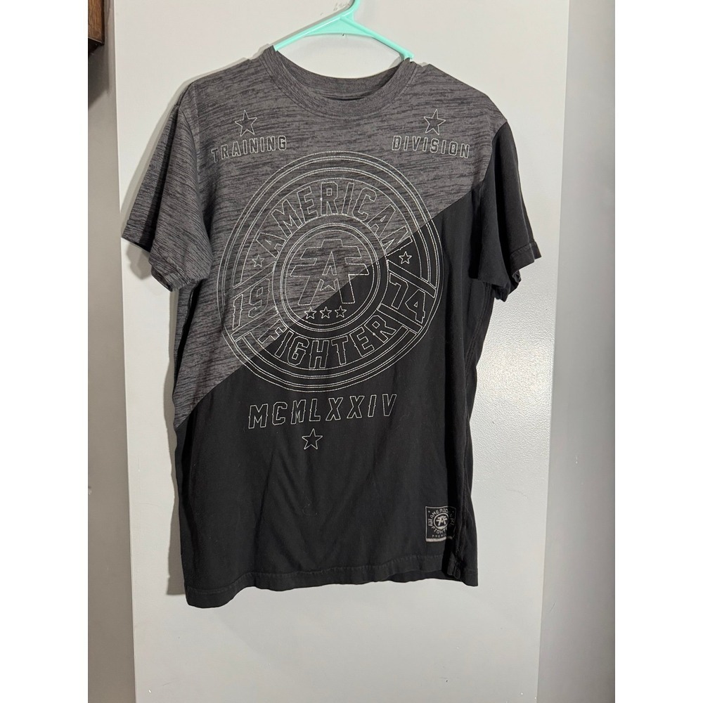 American Fighter black/gray‎ graphic tshirt shirt sleeve size medium